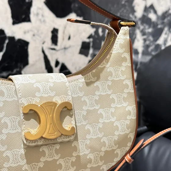Celine Ava Triomphe Beige Hobo