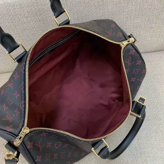 Louis Vuitton Keepall Bandouli re 45 Negro Monogram with Rojo print 45 travel