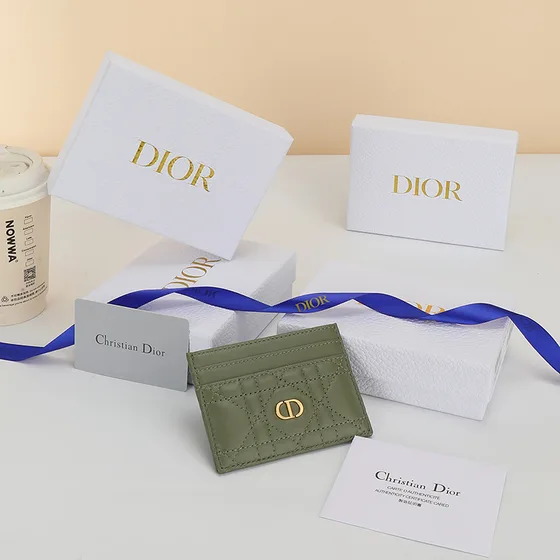Dior Dior Caro Freesia Card Holder Olive Green Card Holder