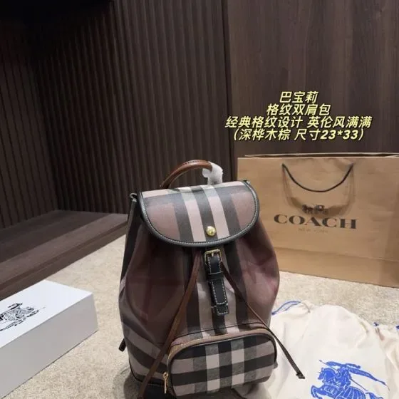 Burberry Check Backpack Dark Birch Brown 23 33 Backpack