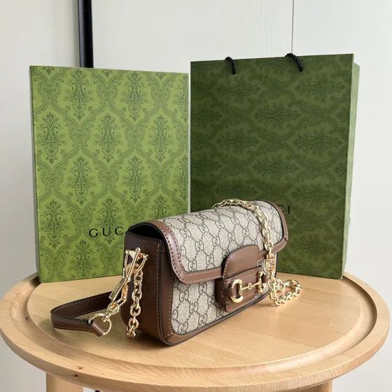 Gucci Horsebit 1955 Сумка на плечо Бежевый/Коричневый Сумка на плечо