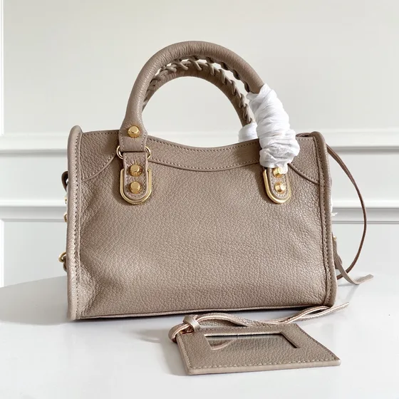 Balenciaga Metallic Edge City Mini Taupe Top Handle