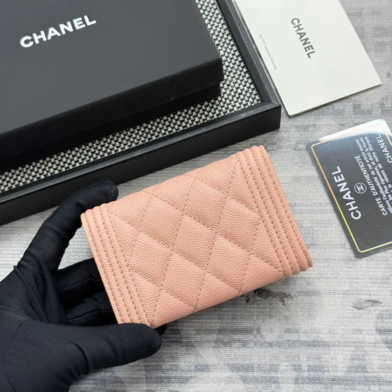 Chanel Boy Pembe Card Holder