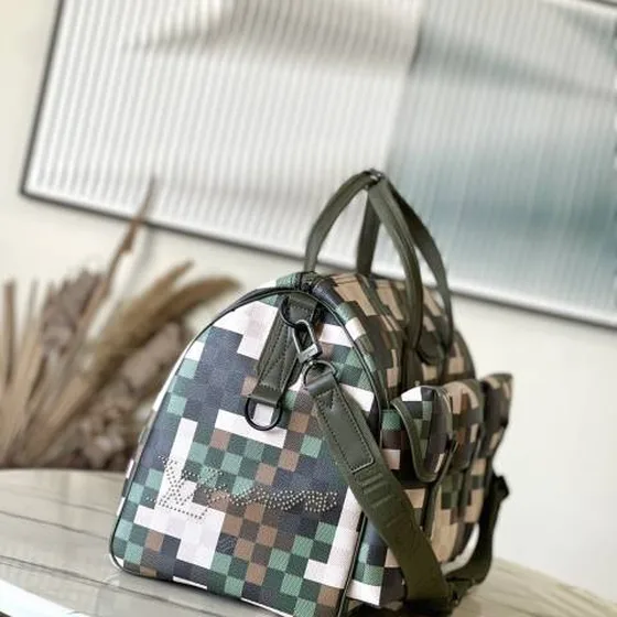 Louis Vuitton Green Brown Checkered travel