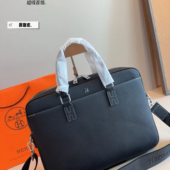 Hermes Briefcase Black Top Handle
