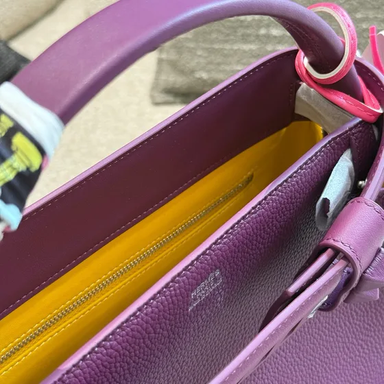 Hermes Rockstud Grainy Calfskin Bucket Bag Burgundy Top Handle