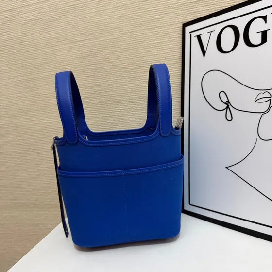 Hermes Cargo Picotin Lock Royal Blå Tophåndtag