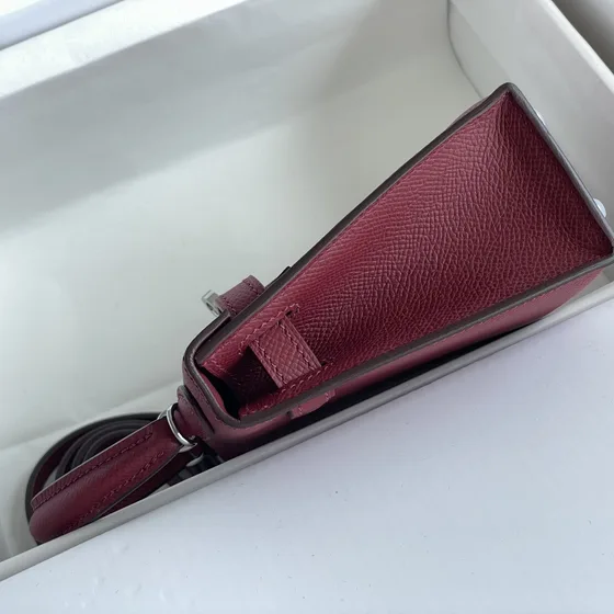 Hermes Mini Kelly Burgundy Top Handle