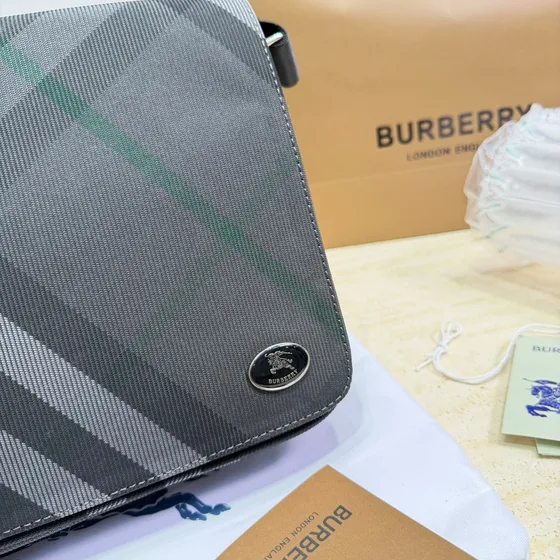 Burberry London Check Messenger Bag Charcoal Crossbody