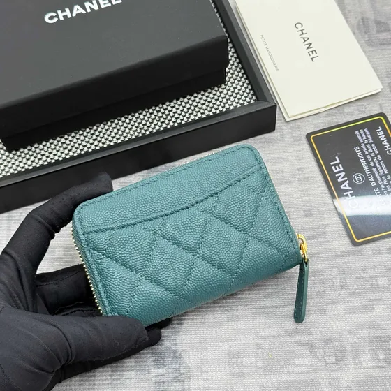 Chanel Zip Card Holder Teal Card Holder