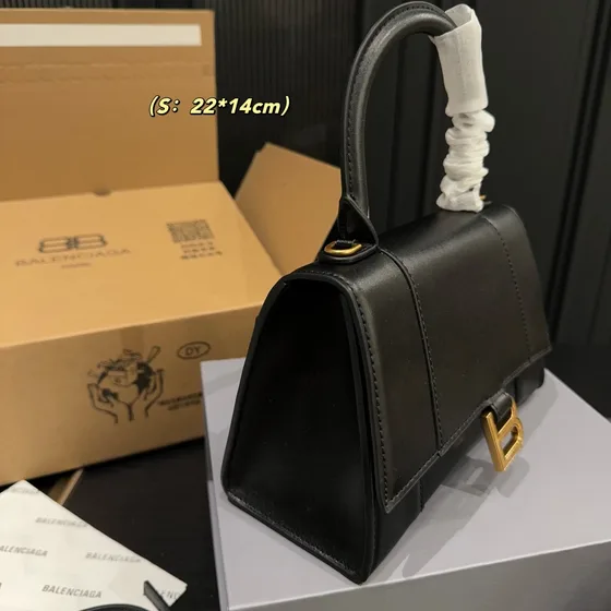 Balenciaga Hourglass Top Handle Bag Black Top Handle