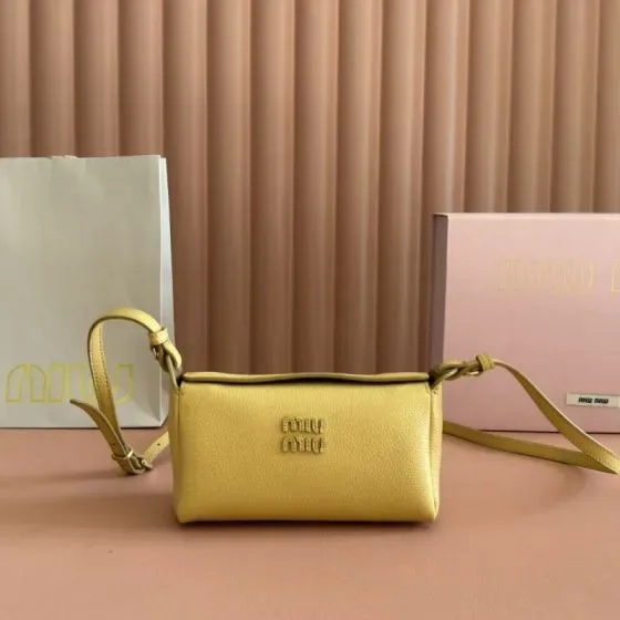 Miu Miu Leather Mini Bag Yellow Crossbody