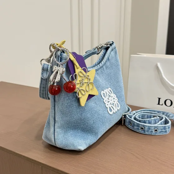 Loewe Cubi Anagram Denim Bag Light Blue Denim Hobo
