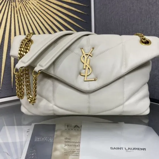 YSL Loulou Puffer White Shoulder Bag