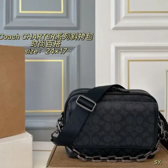 Coach Charter Crossbody Charcoal Black 24x17 Crossbody