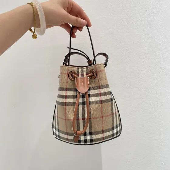 Burberry Mini Check Spandtasketur Beige/Briar Brun Skuldertaske
