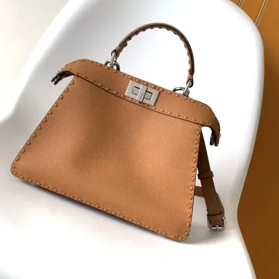 Fendi Peekaboo Iseeu Caramel Brown Top Handle