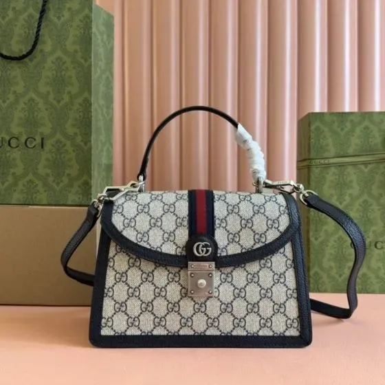 Gucci Ophidia Small Manico Bag Beige/Blu navy Blu Manico