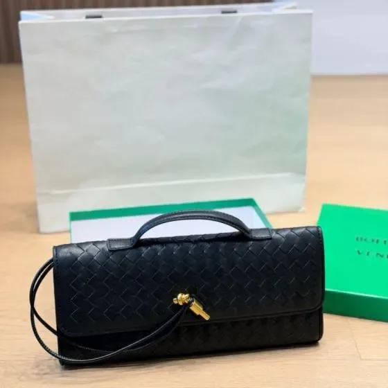 Bottega Veneta Intrecciato Long Clutch With Handle Black Clutch