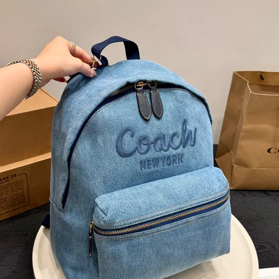 Coach Coach New York Denim Backpack Light Blue Backpack