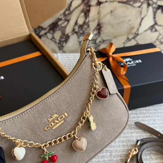 Coach Teri Borsa a spalla Taupe Grigio Borsa a spalla