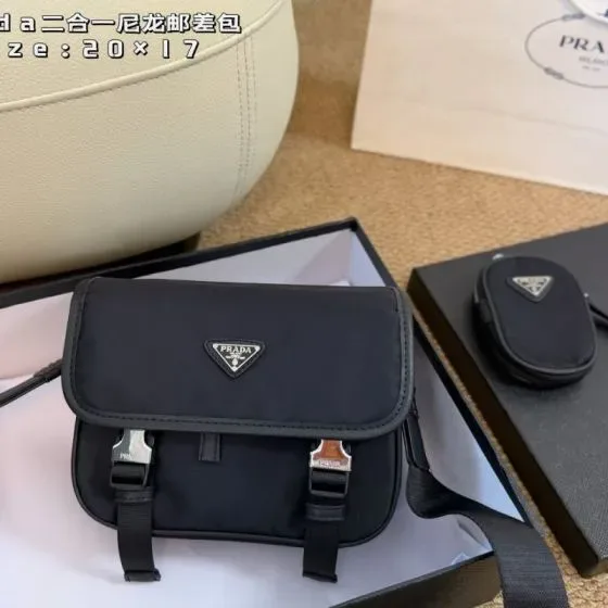 Prada Re-Nylon 2-In-1 Messenger Bag Black 20 17cm Crossbody