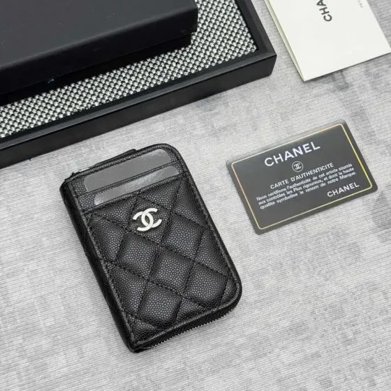 Chanel Cc Zip Card Holder Black Card Holder