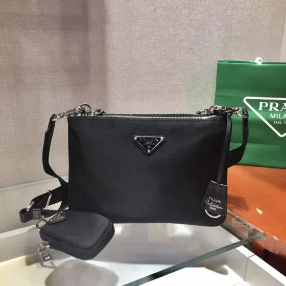 Prada Re-Nylon Shoulder Bag With Pouch Black Crossbody