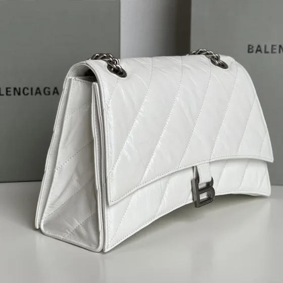 Balenciaga Crush Medium Quilted Chain Bag Weiß Schultertasche