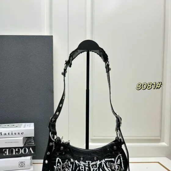Balenciaga Le Cagole Shoulder Bag Graffiti Black Shoulder Bag