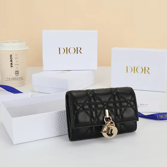 Dior Lady Dior Flap Card Holder Black Card Holder