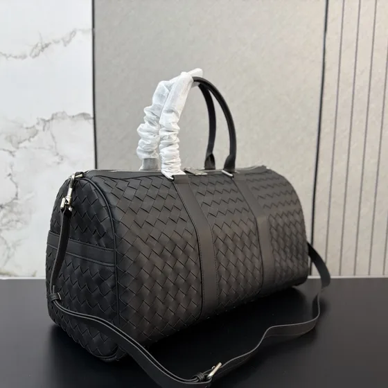 Bottega Veneta Intrecciato Duffle Bag Dark Gray Top Handle