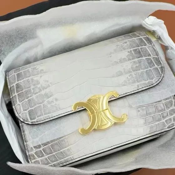 Celine Triomphe Himalaya رمادي أبيض Gradient Shoulder Bag