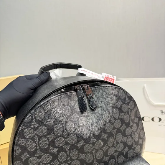 Coach West Backpack In Signature Canvas Charcoal Black Backpack