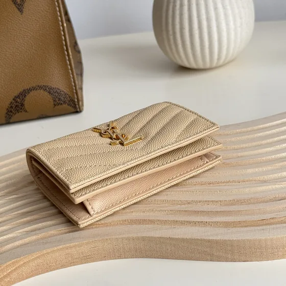YSL Cassandre Matelassé Card Holder Beige Card Holder
