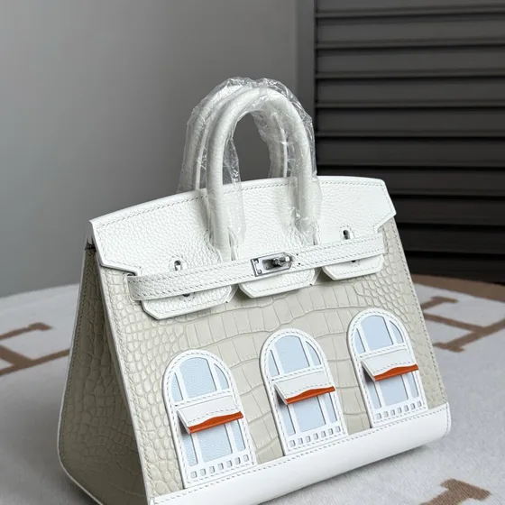 Hermes Birkin 20 Faubourg Sellier Blanc/Gris 20cm Anse supérieure