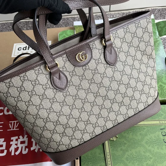Gucci Ophidia Gg Medium Tote Bag สีครีม/สีน้ำตาล Tote Bag