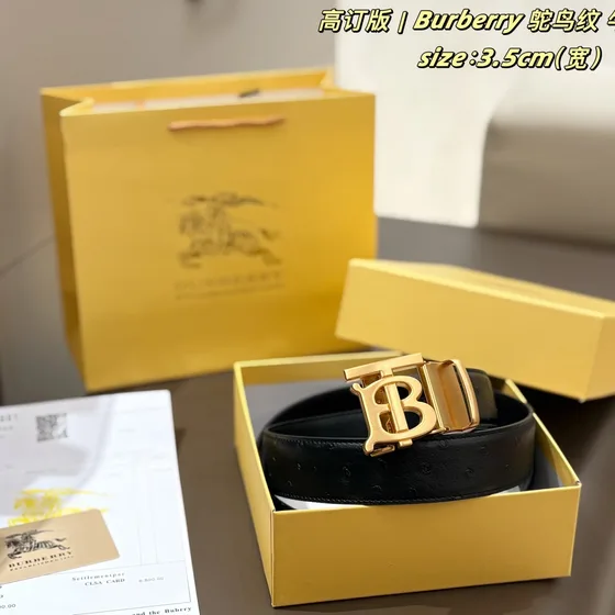 Burberry Ostrich Embossed Skinn Tb Buckle Belt Sort width 3.5cm Belt Bag