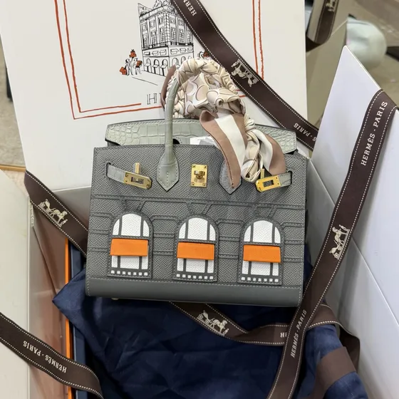 Hermes Birkin 20 Faubourg Sellier Black Multi-Accent Yellow Orange 20cm Top Handle