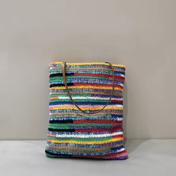Miu Miu Crochet Fabric Tote Bag Multicolor Tote Bag