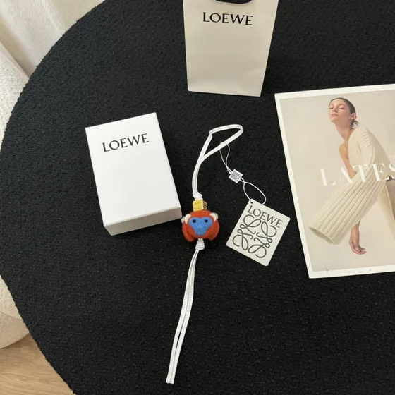 Loewe Felt Monkey Charm Orange Blue White Pouch