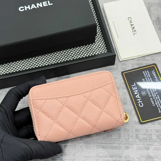 Chanel Zip Coin Purse Rosa Card Holder
