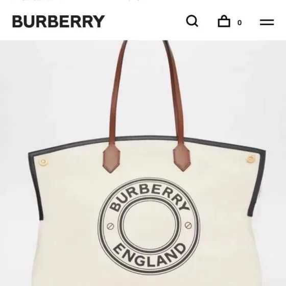 Burberry Logo Graphic Canvas Tote Beige Brown Tote Bag