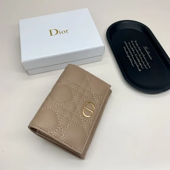 Dior Dior Caro Compact Wallet Beige Wallet