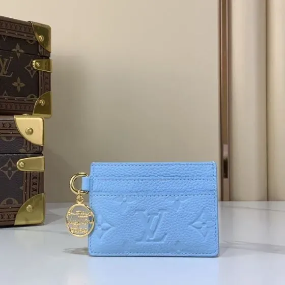 Louis Vuitton Lv Charm Card Holder Light Blue Card Holder