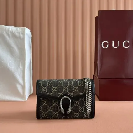 Gucci Dionysus Gg Chain Wallet Black Woc