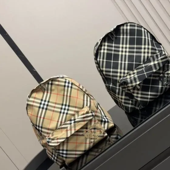 Burberry Vintage Check Nylon Backpack Beige Black Backpack