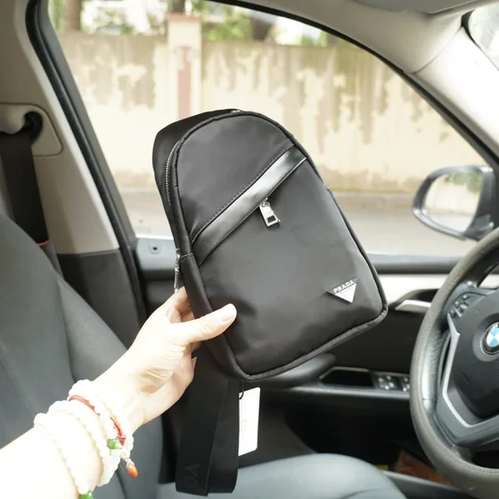 Prada Nylon Sling Backpack Black Crossbody