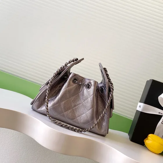 Chanel 25 Bag Metallic Pewter Hobo