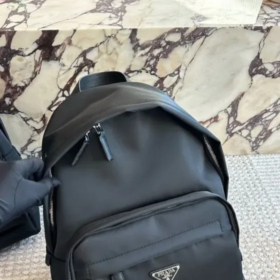 Prada Re-Nylon And Saffiano Leather Backpack Black Backpack